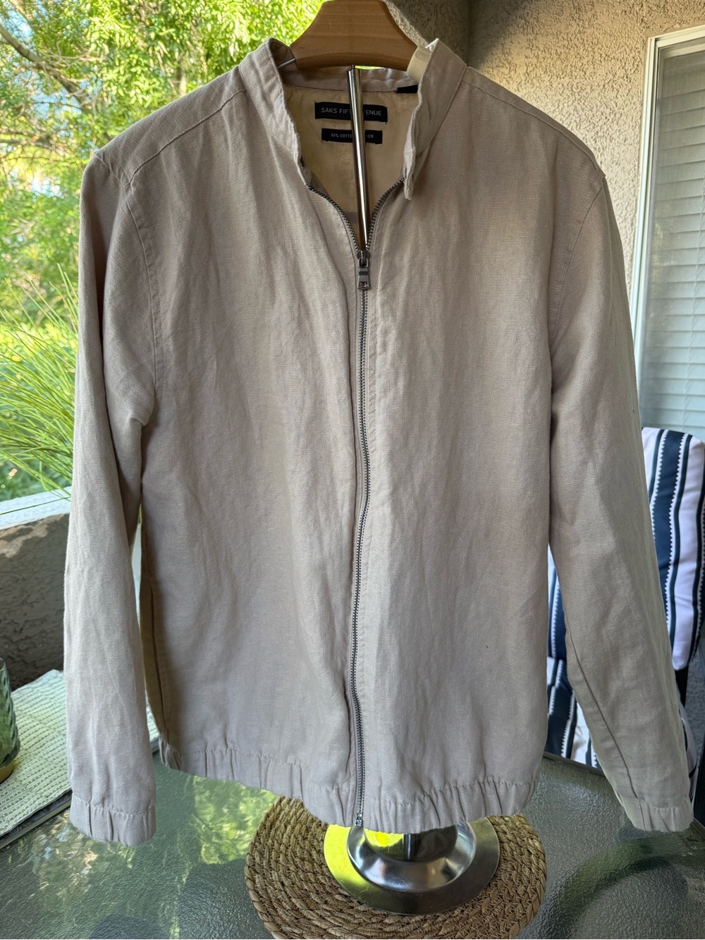 Saks Fifth Avenue Men’s Light Beige Bomber Jacket